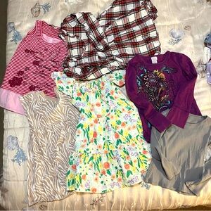 6 Piece Girls Colorful Dresses and Long Sleeve Tees, Size 4/4T